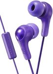 Purple GUMY in Ear Earbuds with Stay fit Ear Tips and MIC. Wired 3.3ft Colored Cord Cable with Headphone Jack. Small, Medium, and Large Ear tip earpieces Included. JVC GUMY HAFX7MV