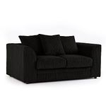 New Luxor Black 2 Seater Soft Jumbo Cord Sofa | Soft 2 Seater Luxury Jumbo Cord Settee (Black, 2 Seater)