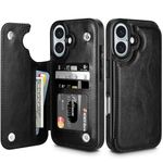 Coolden for iPhone 16 Plus Case Wallet Case with Card Holder Slot Shockproof Case Flip Folio Soft PU Leather Magnetic Closure Protective Case Cover Compatible with iPhone 16 Plus Phone Case (Black)