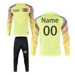 LAIFU Personalised Football Goalkeeper Shirts and Pants Custom Goalkeeper Kit for Men Women Kids with Name Team Number Logo (Yellow) XXS