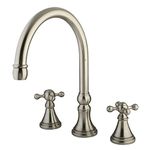 Kingston Brass KS2348KX Heritage Roman Tub Filler with Knight Cross Handle, Satin Nickel