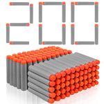 VCOSTORE Foam Bullets - Nerf Bullets 200 Refill Bullets for Nerf N-Strike Elite Darts Refill - Nerf Bullets 200 Pcs,EVA Non-Toxic Material Firm Safe Bullets Dart Refill(Light Gray)