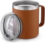 Zulay 12 oz Insulated Coffee Mug with Lid - Stainless Steel Camping Mug Tumbler with Handle - Double Wall Vacuum Duracoated Insulated Mug For Travel, Camping, Office, Outdoor (Cinnamon)