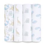 aden + anais essentials 100% Cotton Muslin Swaddle & Receiving Blanket for Baby Girls & Boys, 112x112cm, Newborn Swaddling Set, Infant & Toddler Shower Gift, 4 Pack, natural history