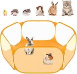 Small Animals C&C Cage Tent, Breathable & Transparent Pet Playpen Pop Open Outdoor/Indoor Exercise Fence, Portable Yard Fence for Guinea Pig, Rabbits, Hamster, Chinchillas and Hedgehogs