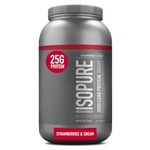 Isopure Zero Carb 100% Whey Protein Isolate Powder - 3 lbs, 1.36 kg (Strawberries & Cream), , 25g Protein per serve, Lactose-Free, Gluten-Free, Vegetarian protein for Men & Women.