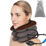 Cervical Neck Traction Device Inflatable Neck Stretcher, For Chronic Neck and Shoulder Pain Relief Traction Spine Alignment, Neck Cervical Brace,Neck Stretcher Neck Support Brace (Brown)