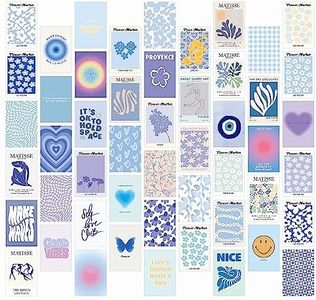 Create a Serene Blue Room Aesthetic with Minimalist Wall Art - 50-Piece Danish Pastel Wall Collage Kit - Minimalist Decor Aesthetic Posters for a Clean and Stylish Look - Matisse Inspired Prints for Artistic Room Aesthetic - Perfect for Dorm Wall Decor and Room Transformations(Blue)