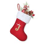 Homemari Personalized Christmas Letters Stockings 30cm Initial Monogram Embroidered Stocking with White Soft Plush Cuff Classic Stocking Tree Decorations for Christmas Holiday Xmas Gift J