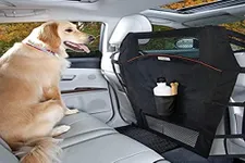 Kurgo Backseat Dog Barrier for Cars & Suv, Automotive Pet Barrier, Backseat Barrier for Dogs, Reduce Distractions while Driving, Mesh Opening, Easy Installation, storage Pockets, Universal Fit Black Medium