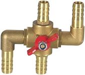 Joywayus All Solid Brass Body Automobile Integrated 4-Way Heating Water Manual Control Valve 5/8” (16mm) OD Barb