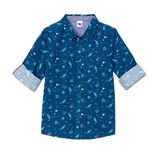 Amazon Brand - Jam & Honey Boys 100% Cotton Printed Full Sleeves Regular Fit Shirt|Age 2-12 Years, Blue