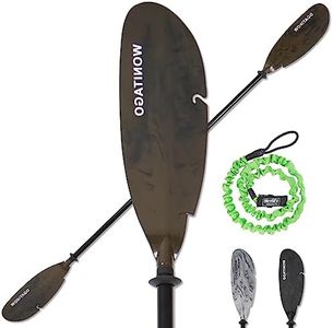 WONITAGO Angler Kayak Paddles Aluminum Paddle with Plastic Blades and Paddle Leash, Floating Adjustable Fishing Kayak Oars, 3 Piece, 230-250cm/90-98 inch Brown