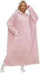 PJGGZ Snuggie blanket for adult, Wearable Blanket Hoodies for Women & Men Warm Cozy Sherpa Hooded Blanket Sweatshirt with Giant Pocket(Pink, Standard)