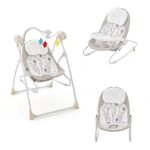 COSTWAY 2-in-1 Baby Swing, Electric Toddler Bouncer with 5 Swing Speed, 3 Timer and Built-in Music, Includes Remote Control & Removable Tray, Foldable Infants Rocker Suitable from Birth (Beige)