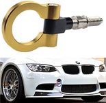 DEWHEL Aluminum Track Racing Front Rear Bumper Guard Auto Trailer Ring Hook Eye Towing Tow Hook Kits Gold Compatible with BMW 1 3 5 Series X5 X6 E36 E39 E46 E82 E90 E91 E92 E93 E70 E71 Mini Cooper