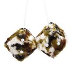 YGMONER Couple 2.75” Fuzzy Dice with Leather Dots Retro Car Mirror Hanging Accessories for Car Decoration (Camo)