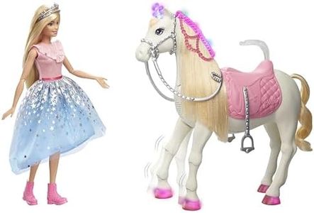 Barbie Avemtura de Princesas Muñeca Rubia con Caballo de Juguete con Luces y Sonidos (Mattel GYK64)