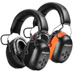 PROHEAR 037 2 Pack Gel Pad Bluetooth 5.0 Hearing Protection Headphones with Rechargeable, NRR 25dB Noise Reduction for Working Mowing, Black + Orange