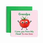 Huxters Birthday Cards for Men - I Love You Grandpa Birthday Card for him - Funny Fathers Day Card for Grandpa Fun Tomato Happy Birthday - 14.8cm (Grandpa)