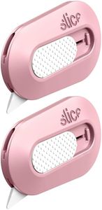 Slice Mini Box Cutter | Manual Retracting | Safe Ceramic Box Cutter Lasting 11x Longer than Metal | Box Opener | 2 Pack | Dusty Rose