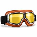 SARTE Motorcycle Riding Goggles Anti-Scratch Eyewear Bike Goggles Retro Motorcross Helmet Goggle for Men (Pack of 1) (Yellow)