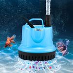 VAYINATO® 80W | 3200L/Hr | Lifts Upto 3m (Blue) Bottom Suction Low Water Level Dry Run Safe Submersible Water Pump For Aquarium, Koi Ponds, Hydroponic and Water Fountains by Petzlifeworld