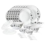 Larah by Borosil Luna Silk Series Opalware Dinner Set | 35 Pieces for Family of 6 | Microwave & Dishwasher Safe | Bone-Ash Free | Crockery Set for Dining & Gifting | Plates & Bowls | White