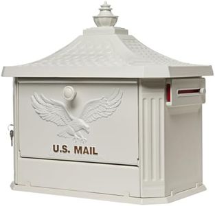 Architectural Mailboxes Hamilton Cast Aluminum, Locking, Post Mount Mailbox, Compatibility Code C, HM200WAM, White, Large Capacity