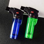 WBD Metal Butane Lighter Torch Refillable Adjustable Flame Lighter Chef Cooking Torch Bbq Ignition Picnic Tool Windproof Lighter (Random Color) Pack Of 2