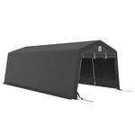 Outsunny 11 x 20 ft Heavy Duty Carport, Outdoor Portable Garage Canopy Tent with 2 Ventilation Windows, Large Door, Car Shed Shelter for Truck, Boat, Motorcycle, Bike, Dark Grey
