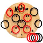 ToyGenie 2-in-1 Hook Toss and Magnetic Dart Board Game for Adults and Family-Wooden Dart Game-Fun Outdoor/Indoor Game for Kids-Suitable for BBQ, Party, Camping