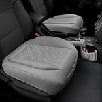 GEEMAYTEK 2 Pack Leather Car Seat Cover Front Bottom Seat Covers with Storage Pocket,Universal Car Seat Protector,Anti-Slip,Full Wrap,Waterproof Auto Seat Cushion Fits 95% of Vehicles (Grey)