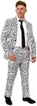 Men's Dalmatian Print Suit Fancy Dress Costume with Black Tie - Size Large