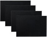 BURRDOFF (Set of 4) Premium Rubber Bar Mat 45x30cm Service Mat,Countertop Mat Barber Service Mat, Spill Mat, Rubber Mat (Black)