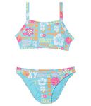 Roxy Girls' Island Trip Crop Top Swimsuit Set, Bachelor Button Groovy Girl, 7