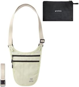 Crossbody Money Belt for Travel Women & Men Hidden, Travel Wallet Pouch - Slim Passport Holde, RFID Blocking Neck Wallet Under Clothes to Protect Cash, Credit Cards and Documents (KHAKI)