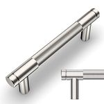 Amerdeco 10 Pack Brushed Satin Nickel Knurled Cabinet Pulls 3.75 Inch Center to Center Kitchen Cabinet Handles for Drawer Dresser, Cupboard and Wardrobe ZH0031