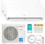 TURBRO 27,000 BTU 3 Zones Mini Split AC/Heating System, Ductless Multi Zones Inverter Mini Split Air Conditioner with Heat Pump, 22 SEER2, WiFi Enabled, Greenland (9K+9K+9K), 230V