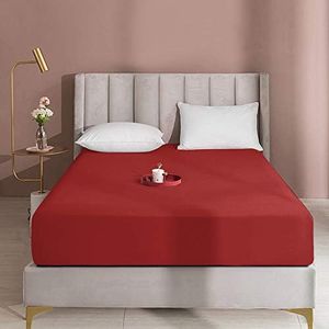BEDSUM Microfiber 15 Inches Deep Pocket California King Fitted Bed Sheet Only, 1800 Thread Count Luxury Premium Wrinkle Fade Stain Resistant Bed Bottom Sheet for Mattress, Wine Red