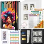 Money Saving Binder, 100 Envelopes Money Saving Challenge, Cash Envelopes Budget Binder & 3 Budgeting Planner Trackers, PU Leathers A5 Money Saving Planner Book,Headphone Girl Afro Black Woman
