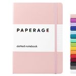 Paperage Dotted Journal Bullet Notebook, Hard Cover, Medium 5.7 x 8 inches, 100 GSM Thick Paper (Blush, Dotted)