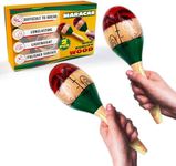 2 Pcs Large Wooden Maracas for Adults - 9.6” Durable Percussion Instrument Set, Colorful Design, Vibrant Sound - for Mexican Music, Festivals, and Gifting