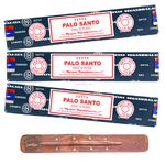 Satya Nag Champa Palo Santo Incense Sticks | x3 pack | with SAMASIA incense sticks holder | Used for Aromatherapy, Spa, Yoga, Weddings, Meditation, Healing, Positivity and Relaxation