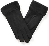 Vislivin Women Winter Warm Gloves Thermal Touchscreen Gloves Fleece Lined Windprooff Outdoor Suede Gloves Black-M