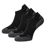 Weekend Peninsula 3 Pairs Cushioned Trainer Sport Running Socks for Men or Women Unisex Anti Blister Low Cut Invisible Breathable Cotton Quarter Socks (UK 6-8 // EU 39-42, Black - 3 Pairs)