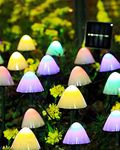 Dekofun Solar Garden Lights 20 LED 5M/16.4 Ft Solar Mushroom Stake Lights, 2 Modes Waterproof Solar Ornaments Outdoor Garden Lights for Pathway Landscape Yard Lawn Decoration (Multicolor)