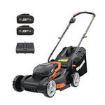 Worx WG743E.1 Cordless Lawn Mower, 40V, 40 cm Cut-to-Edge Deck, IntelliCut Technology, 7-Position Height Adjustment, 2-in-1 Bag Collection/Mulching, Includes Battery and Charger