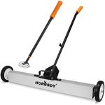 HOURSDY 35'' Magnetic Sweeper with Wheels, 30 Lbs Capacity Rolling Magnetic Floor Sweeper with Release Handle Industrial Magnets Heavy Duty Metal Pick Up