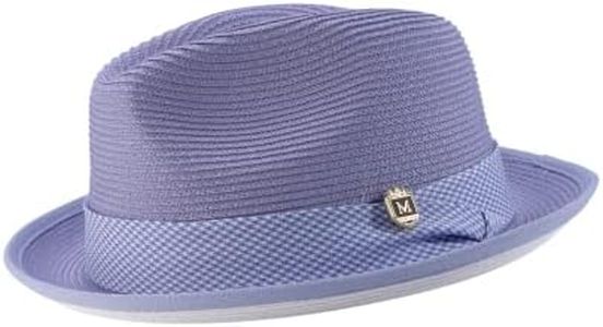 MONTIQUE Lavender White Bottom Braided Stingy Brim Pinch Fedora Hat H-2318